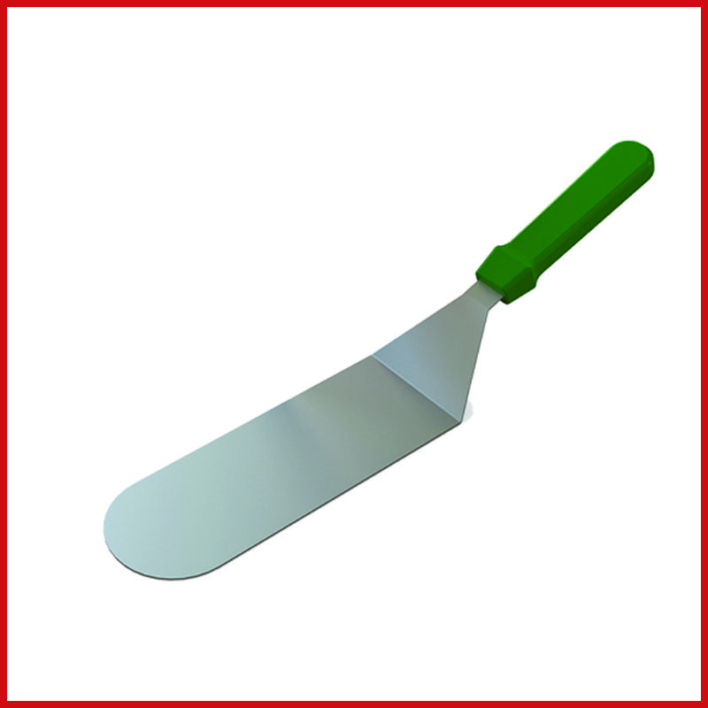 Pizza Server - Long Rectangular Blade - Green Plastic Handle